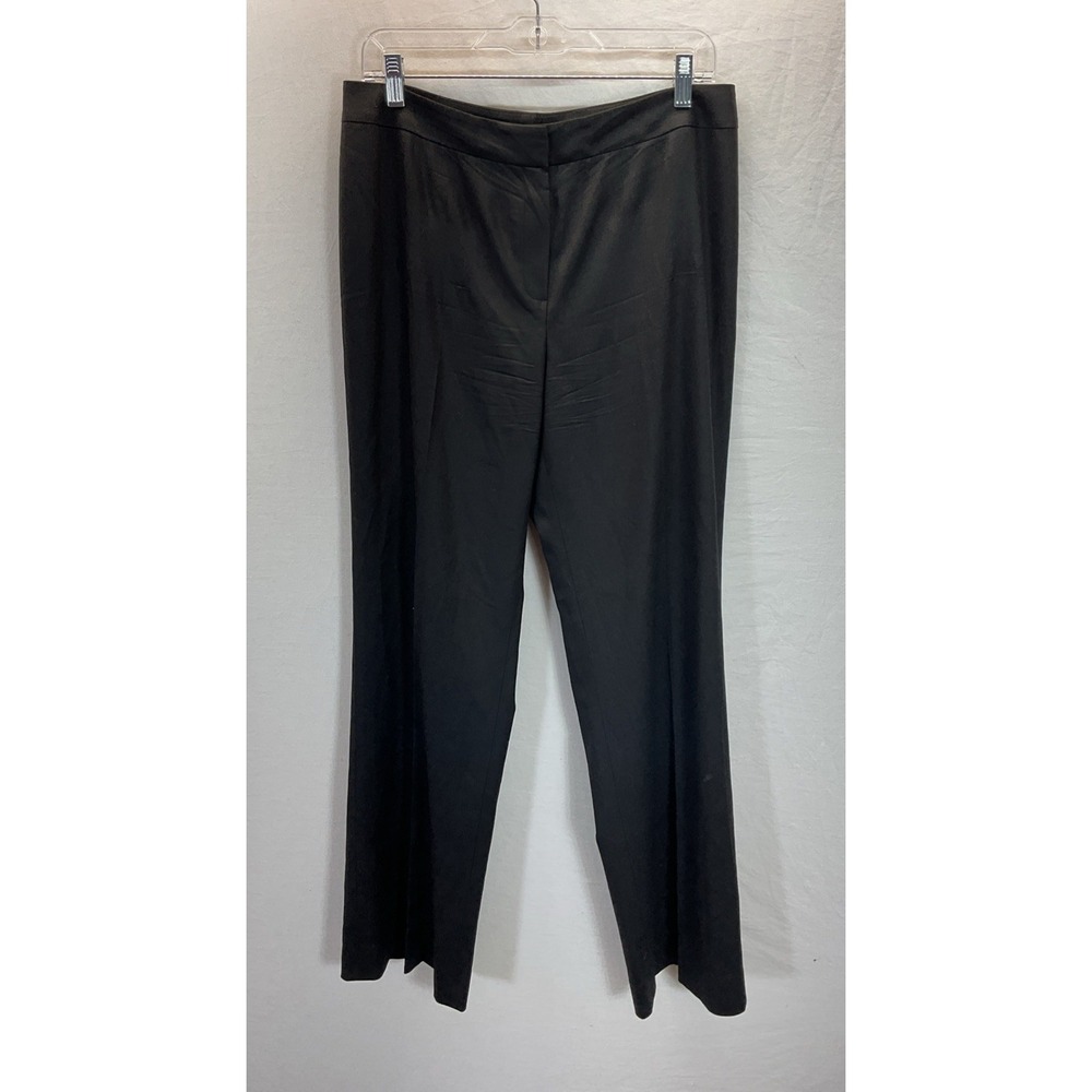 Lafayette 148 New York Dress Pants Womens 10 Black Wool Wide Leg Stretch Office